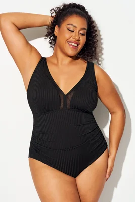 Plus Size Black Mesh...