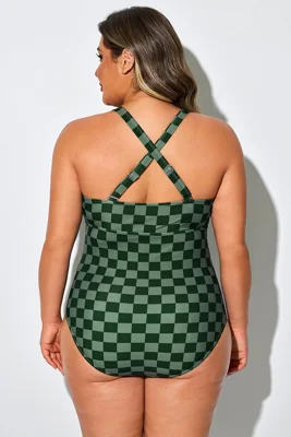 Green Check Cross Back...