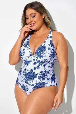 Blue Floral Cross Back...