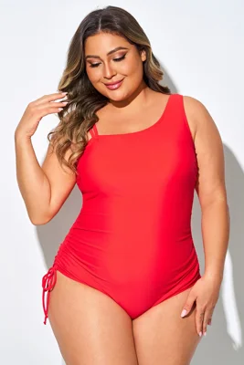 Plus Size Red Asymmetrical...