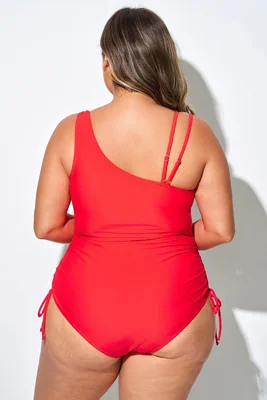 Plus Size Red Asymmetrical...