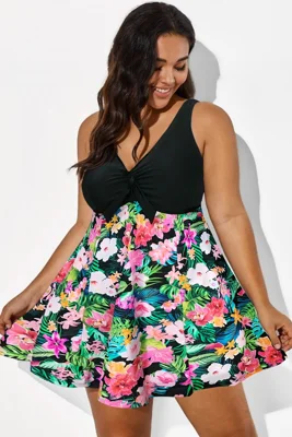 V-Neck Tropical Floral...