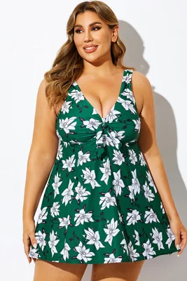 Green Floral Print Tie...