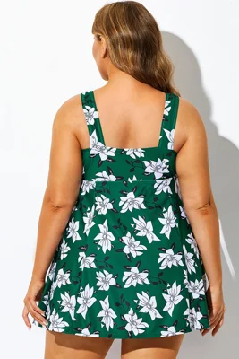 Green Floral Print Tie...