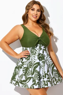 Green Floral Print Tie...