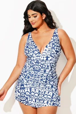 Tie-Dye Shirred V-Neck...