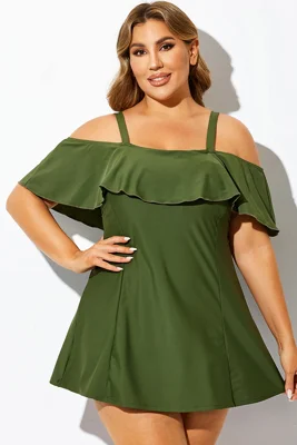 Solid Green Square Neck...