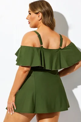 Solid Green Square Neck...