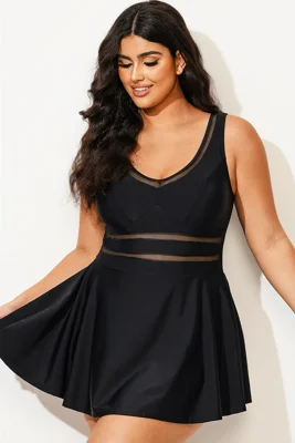 Black V-neck Wide Strap...