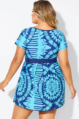 Tribal Print Cyan Short...