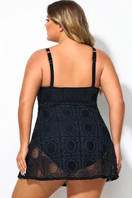 Plus Size Black Crochet...
