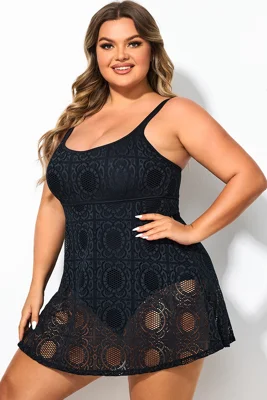 Plus Size Black Crochet...
