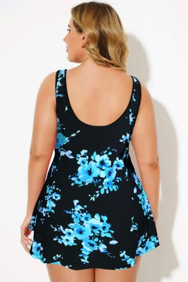 Blue Floral Print Square...