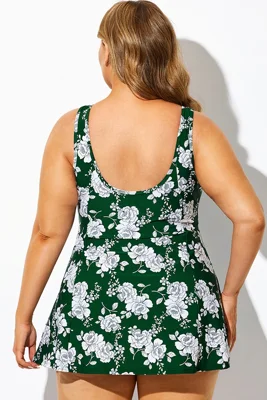 Green Floral Print Square...