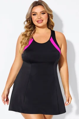 Plus Size Black Colorblock...