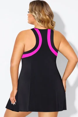 Plus Size Black Colorblock...
