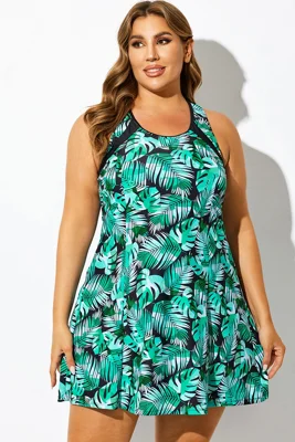 Green Palm High Neck...