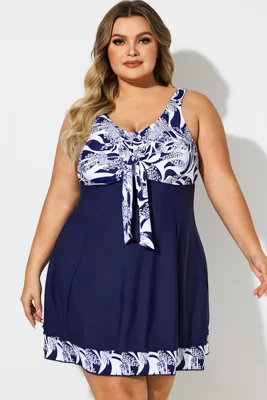 Blue & White V-Neck Floral...