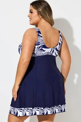 Blue & White V-Neck Floral...