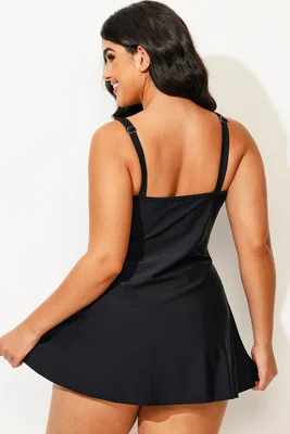Plus Size V-Neck Black Mesh...