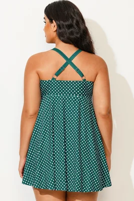 Plus Size Polka Dot Bowknot...