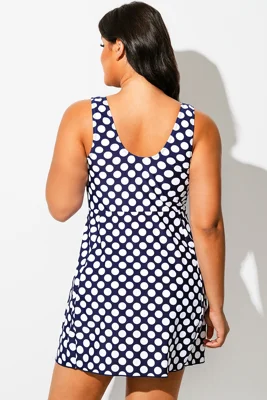 Blue & White Square Neck...