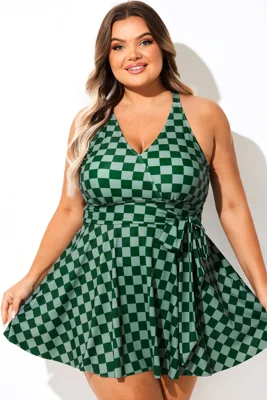 Overlap Collar Green Check...