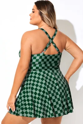 Overlap Collar Green Check...