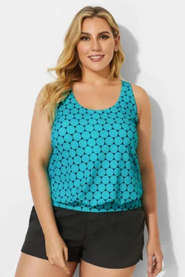 Green Scoopneck Polka Dots...