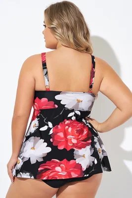 Roses Printed V neck Wide...