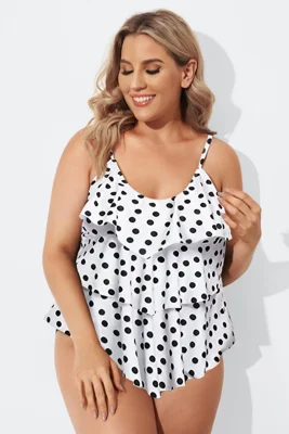 Plus Size Polka Dot V-Neck...