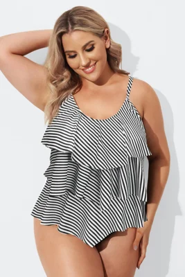 Plus Size Black Striped...