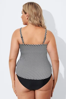 Plus Size Black Striped...