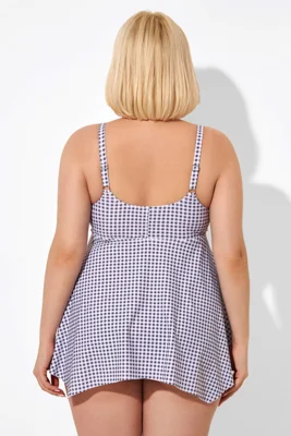 White & Grey Gingham U-neck...