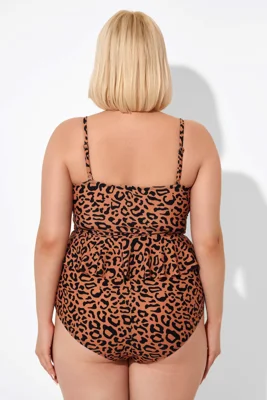 Leopard Scoopneck Tie Front...