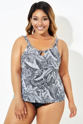 Keyhole High Neck Tankini Top with Adjustable Straps
