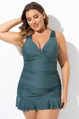 Green Twist Front Shirred...