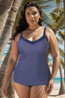 White Dots Underwire A-line Tankini Top