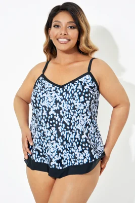 Black V-neck Tropical Rain...