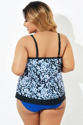 Black V-neck Tropical Rain...