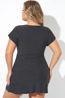 Textured Dot Flutter-Sleeve...