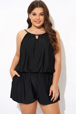 Black High Neck Fashion Tankini Top