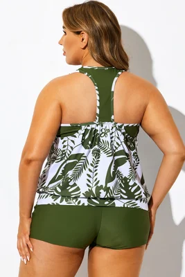 Green V-Neck T-Back Blouson...