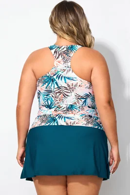 Leaf Print Scoop Neck...