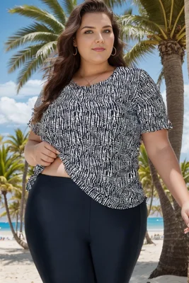 High Neck Short Sleeves...