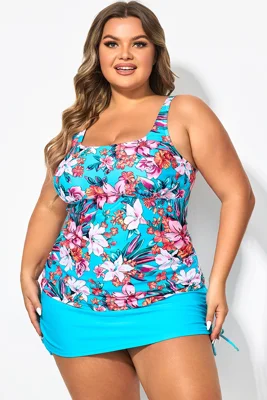 Floral Print Square Neck...