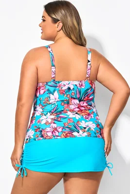 Floral Print Square Neck...