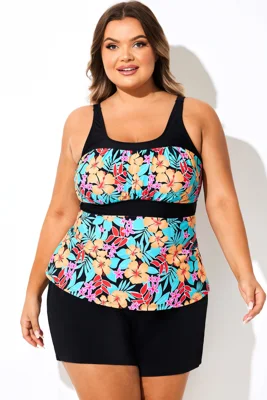 Plus Size Floral Printed...