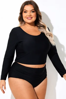 Black Long Sleeves Round...