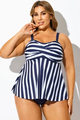 Blue & White Striped Twist...